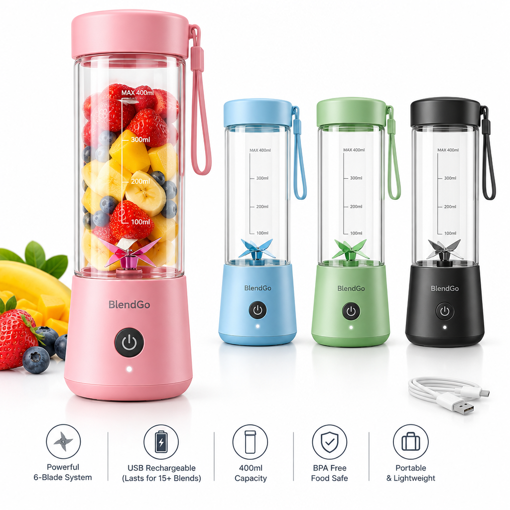 Portable mini USB rechargeable blender in multiple colors