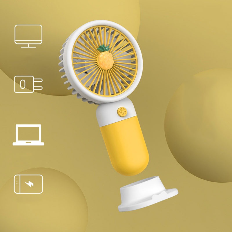 Mini fruit fan USB rechargeable detachable base desktop use