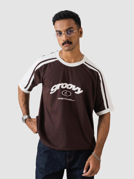Groovy Brown Varsity T-Shirt - Side view