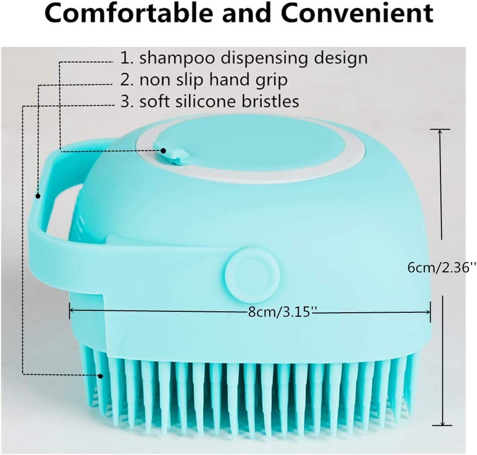 Silicone bath brush with shampoo dispenser - usage views