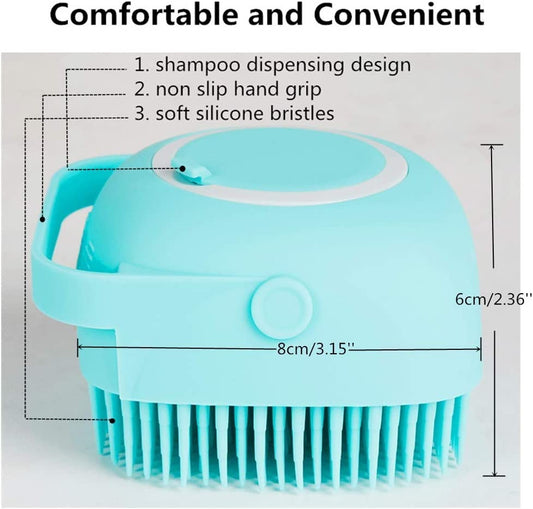 Silicone bath brush with shampoo dispenser - usage views