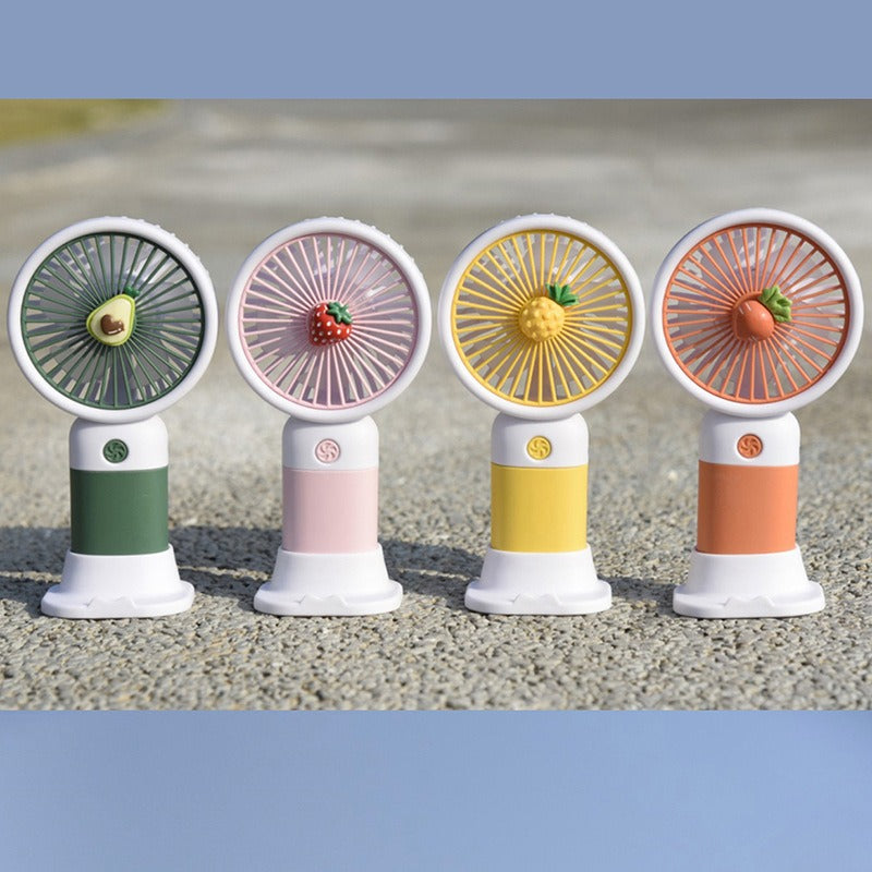 Mini fruit handheld fan in 4 colors - avocado, strawberry, pineapple, carrot