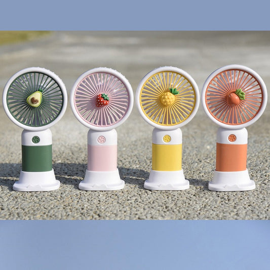 Mini fruit handheld fan in 4 colors - avocado, strawberry, pineapple, carrot